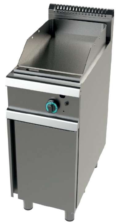 Fry tops a gas acero laminado placa lisa con mueble Serie 700 JUNEX con medidas 400x730x900h mm FT7N00L