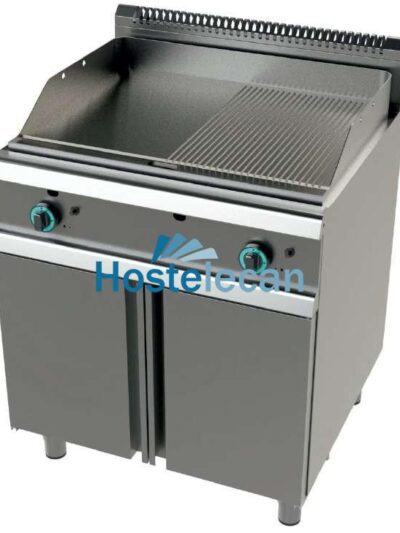 Fry tops a gas acero laminado placa lisa con mueble Serie 900 JUNEX con medidas 800x900x900h mm FT9C0LL