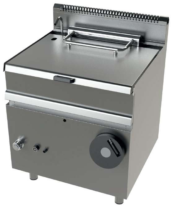 Sartén basculante a gas 12Kw fondo cuba en acero inoxidable AISI-304 Serie 700 JUNEX con medidas 800x730x900h mm FD7N050