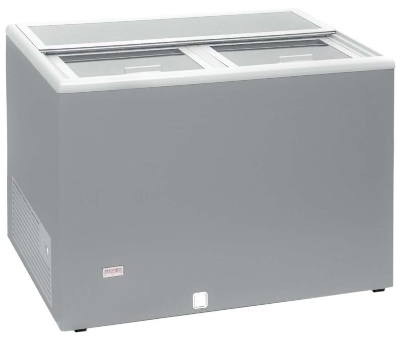 Enfriador de Botellas 400 litros  Puertas Inox de 1280 x670 x880h mm con ruedas AVEIRO AGF400 (COLOR GRIS)