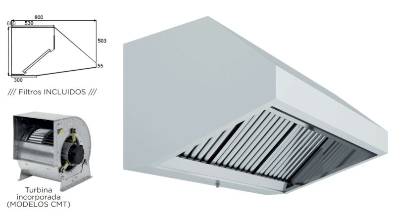 Campana Mural Snack Fondo 800 CON TURBINA de 1000x800x700h mm AVEIRO A10080CMT Campana Mural Snack Fondo 800 CON TURBINA de 1000x800x700h mm AVEIRO A10080CMT