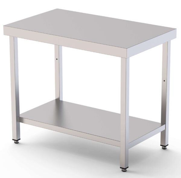 Mesa de Trabajo Acero inoxidable Central Con 1 Estante 600x500x850h mm WTC150060S1