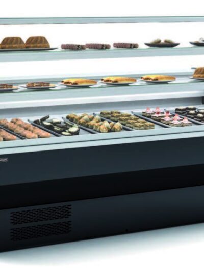 Vitrina Refrigerada Cristal Curvo pastelería  Fondo 900 dim.1305x940x1235h mm Línea Córdoba VEPD-9-13-C