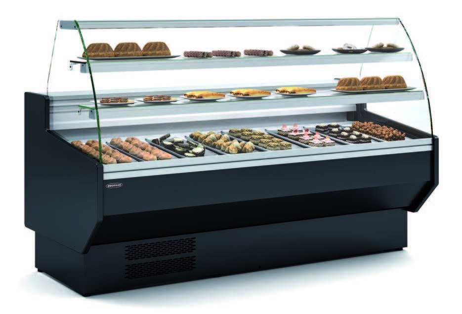 Vitrina Refrigerada Cristal Curvo pastelería Fondo 900 dim.1525x940x1235h mm Línea Córdoba VEPD-9-15-C