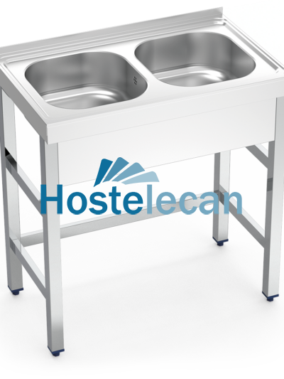 Fregadero con soporte 2C 800x500x850 mm.