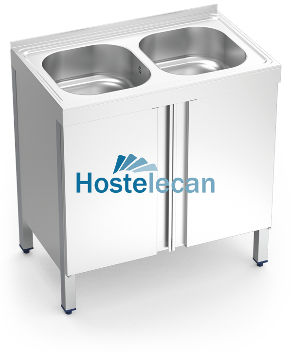 Fregadero c/ptas.abatibles 2C 800x500x850 mm.