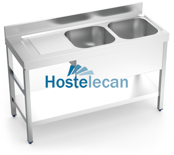 Fregadero c/soporte c/entre.2C,EI 1400x550x850 mm.