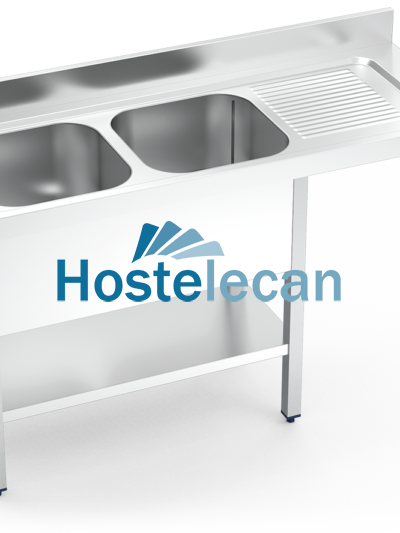Fregadero inox para lavaplatos con 2 cubbetas y escurridor derecha