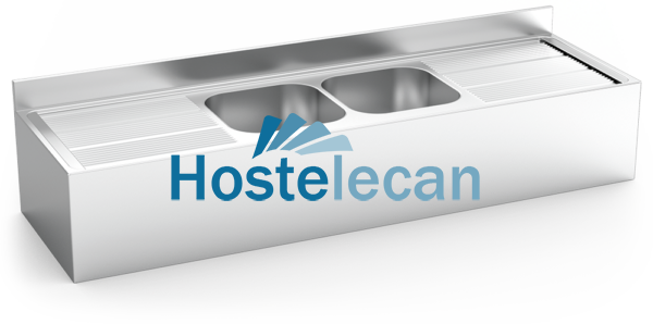 Fregadero colg.c/faldón 2C,2E 2000x600x250 mm.