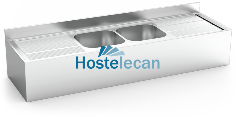 Fregadero colg.c/faldón 2C,2E 2000x600x250 mm.