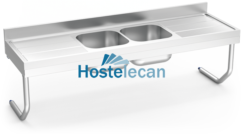 Fregadero colg.c/palomillas 2C,2E 2000x600x250 mm.