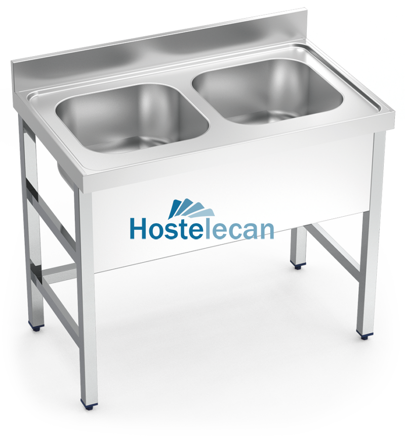 Fregadero con soporte 2C 1000x600x850 mm.