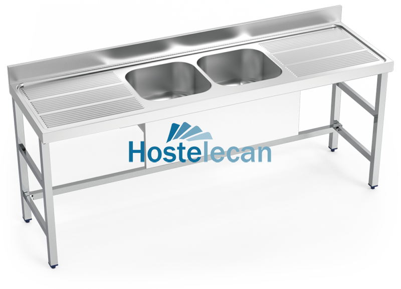 Fregadero con soporte 2C,2E 2000x600x850 mm.