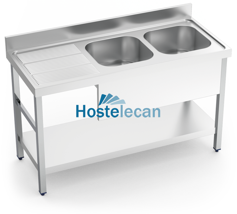 Fregadero c/soporte c/entre.2C,EI 1400x600x850 mm.