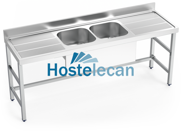 Fregadero con soporte 2C,2E 2000x700x850 mm.