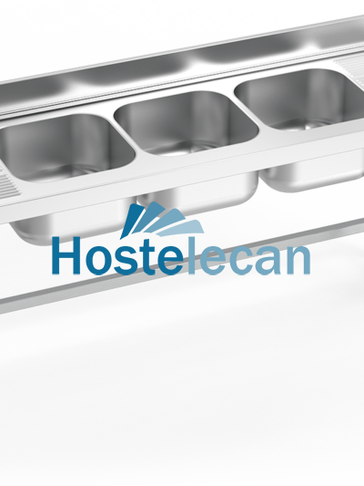 Fregadero con soporte 3C,2E 1800x700x850 mm.