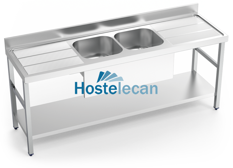 Fregadero c/soporte c/entre.2C,2E 2000x700x850 mm.