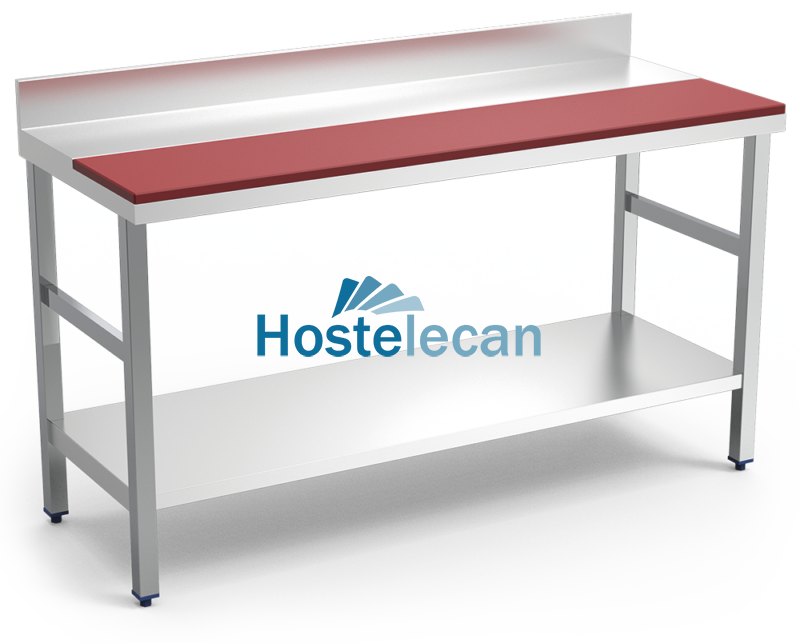 Mesa prepar.mural fb.roja c/ent.2000x600x850 mm.