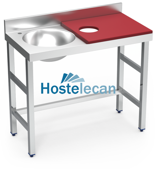 Mesa preparación y lavado fb rj cubeta izda. 1000x500x850 mm.