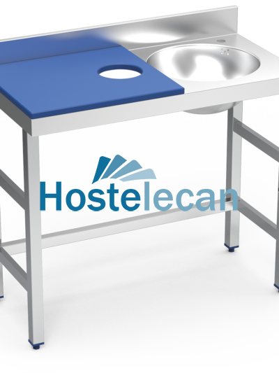 Mesa preparación y lavado fb azul cubeta dcha. 1000x500x850 mm.