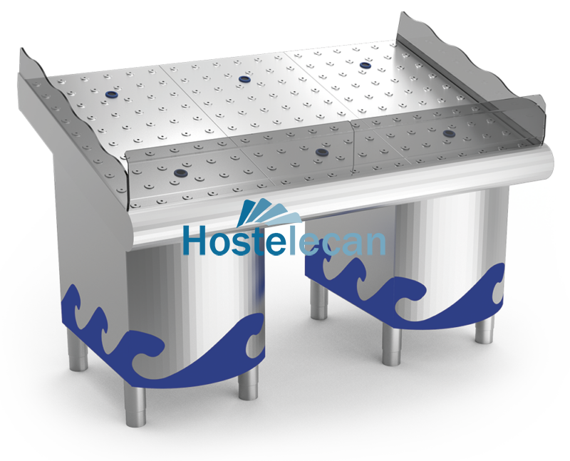 P074445.png Mostrador de pescadería de 1465x950x730/1045 mm.