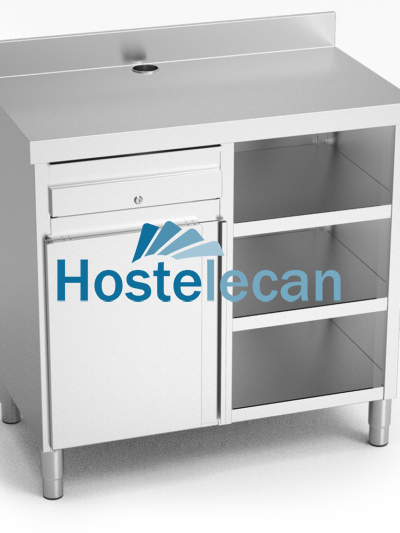 Mueble cafetero de cajón, puerta y 3 entrepaños 1070x600x1040 mm.