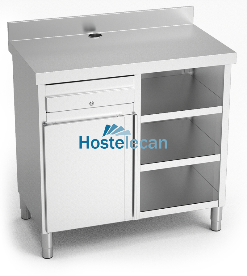 P074602.png Mueble cafetero de cajón, puerta y 3 entrepaños 1070x600x1040 mm.