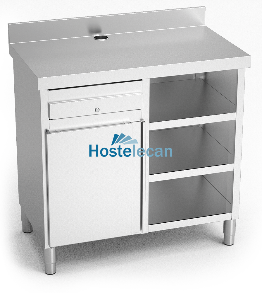 Mueble cafetero de cajón, puerta y 3 entrepaños 1070x600x1040 mm.