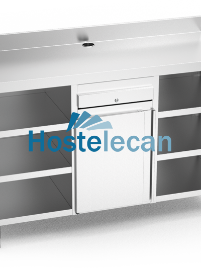 Mueble cafetero de cajón, puerta y 6 entrepaños 1570x600x1040 mm.