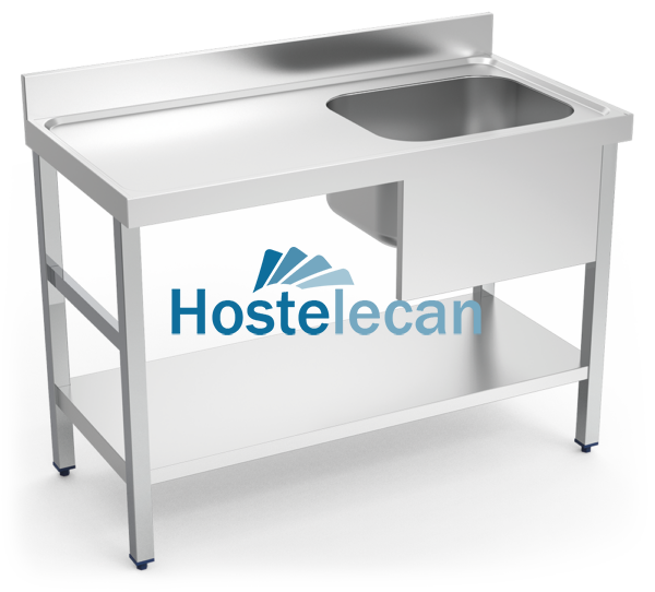 Mesa mural de Chef c/entrep. cubeta dcha. 1200x700x850 mm.