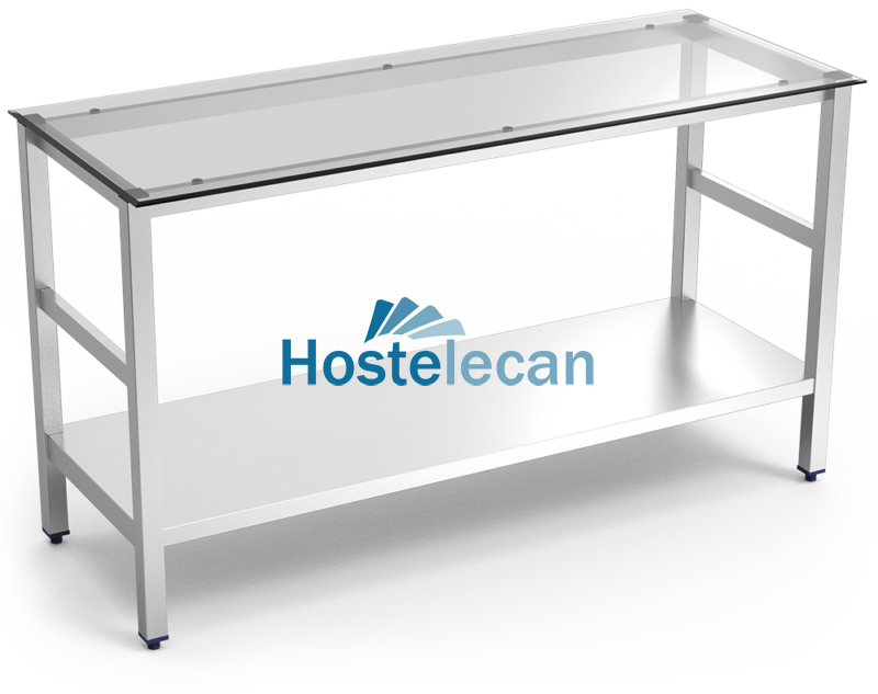 P076878.png Mesa central inox con encimera de cristal translúcido 1500x600x860 mm