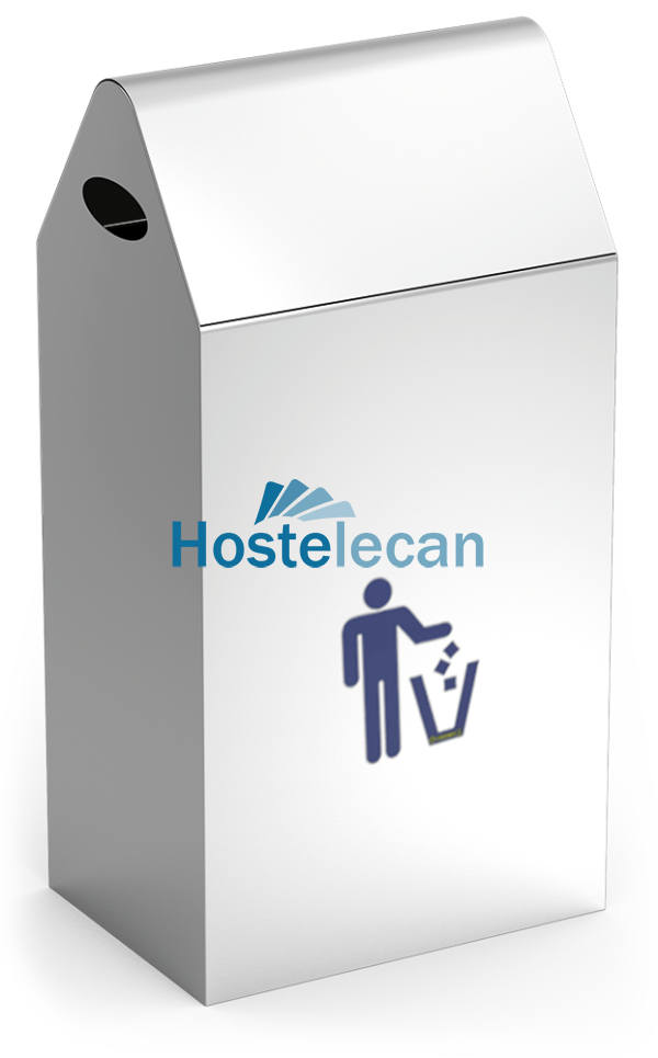 Papelera basculante en acero inox. 350x250x680 mm.