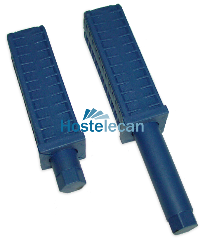 P409848.png Taco de plástico azul c/regulador altura especial 40×40 mm.