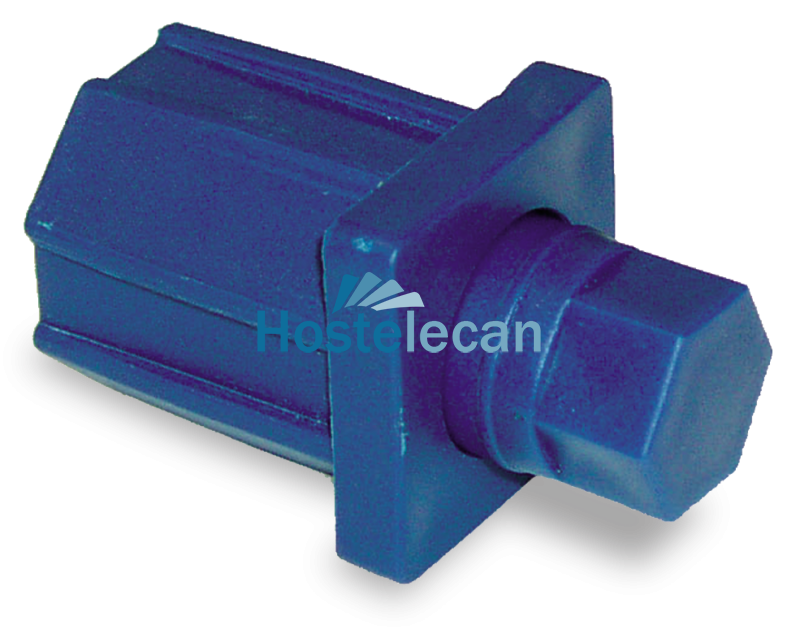 Taco de plástico con regulador de 40×40 mm. azul.