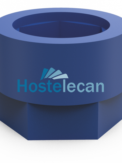 Funda silentblock azul para taco regulable de 40x40 mm.