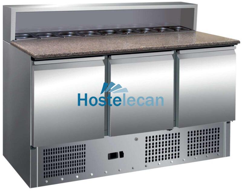 Mesa GN1/1 3 Puertas Preparación Ensaladas con Encimera de Granito de 1365 x700 x1010h mm PEKIN PS903 Mesa GN1/1 3 Puertas Preparación Ensaladas con Encimera de Granito de 1365 x700 x1010h mm PEKIN PS903