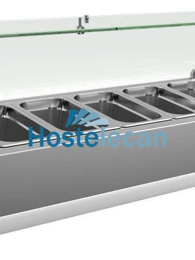 Vitrina 6 cubetas GN1/4 con Cúpula de Vídrio de 1400 x335 x440h mm PEKIN VRX1400330FG
