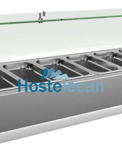 Vitrina 7 cubetas GN1/4 con Cúpula de Vídrio de 1500 x335 x440h mm PEKIN VRX1500330FG