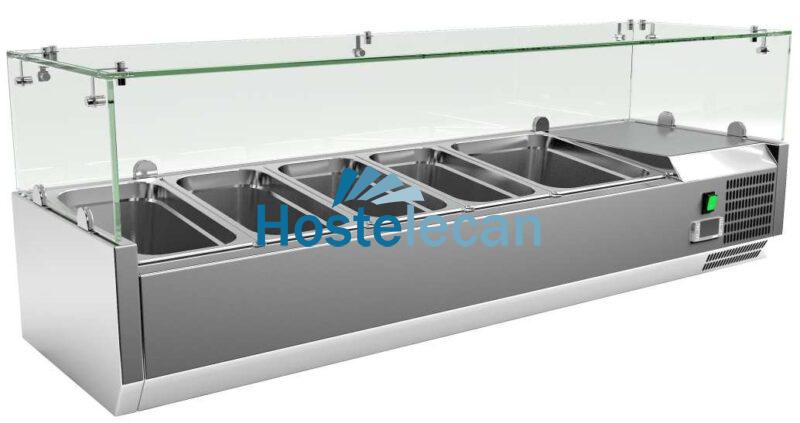 Vitrina 4 cubetas GN1/3 + 1 cubeta GN1/2 con Cúpula de Vídrio de 1400 x395 x440h mm PEKIN VRX1400380FG Vitrina 4 cubetas GN1/3 + 1 cubeta GN1/2 con Cúpula de Vídrio de 1400 x395 x440h mm PEKIN VRX1400380FG