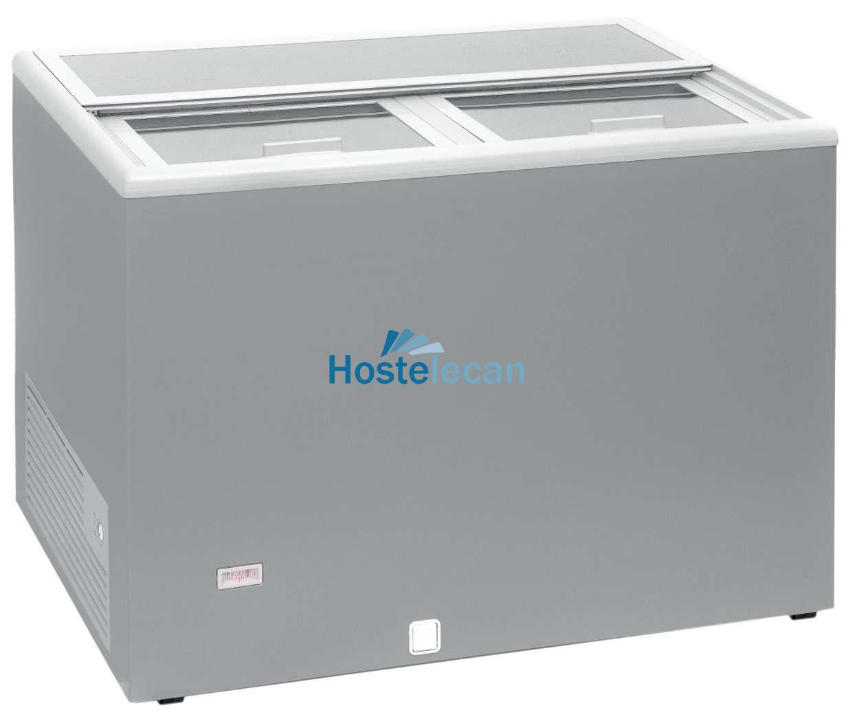Enfriador de Botellas 400 litros  Puertas Inox de 1280 x670 x880h mm con ruedas AVEIRO AGF400 (COLOR GRIS)