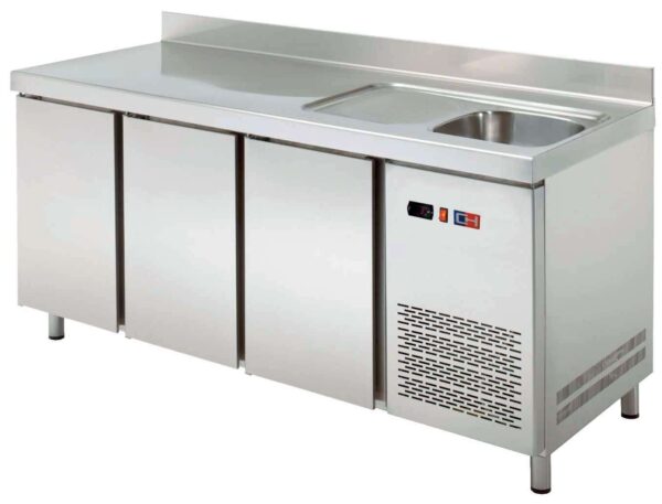 Mesa Snack Refrigerada con fregadero 3 puertas Fondo 600 de 2017 x600 x850h mm CORDOBA MRCH-200F