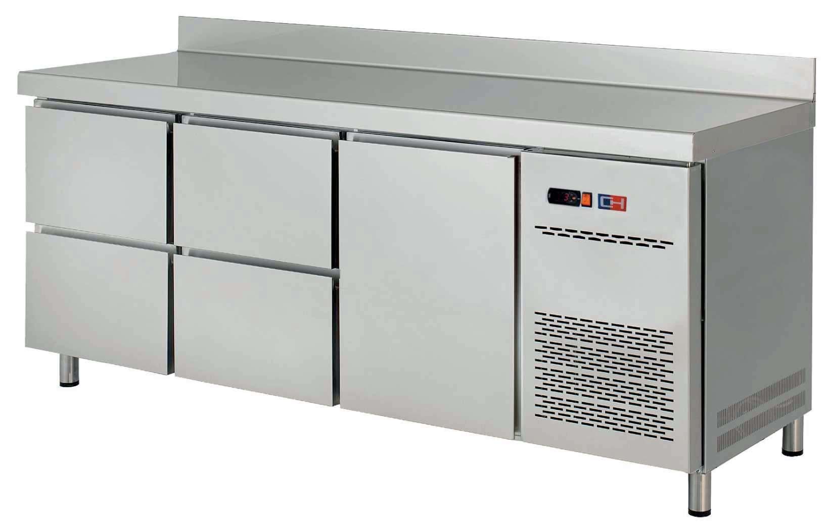 Mesa Snack Refrigerada 4 cajones + 1 puerta Fondo 600 de 2017 x600 x850h mm CORDOBA MRCH-200-4