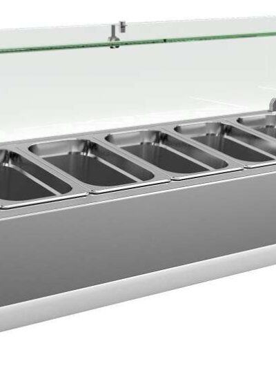 Vitrina 6 cubetas GN1/4 con Cúpula de Vídrio de 1400 x335 x440h mm PEKIN VRX1400330FG