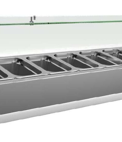 Vitrina 8 cubetas GN1/4 con Cúpula de Vídrio de 1800 x335 x440h mm PEKIN VRX1800330FG